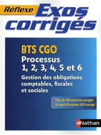 Exos corrigés : BTS CGO, processus 1, 2, 3, 4, 5 et 6 : gestion des obligations comptables, fiscales et sociales