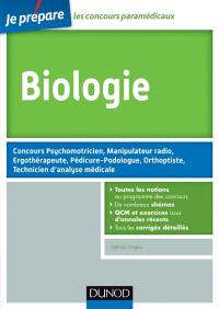 Biologie : concours psychomotricien, manipulateur radio, ergothérapeute, pédicure-podologue, orthoptiste, technicien d'analyse médicale