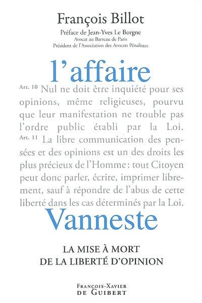 L'affaire Vanneste : la mise à mort de la liberté d'opinion