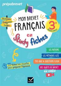 Mon brevet français en studyfiches 3e : brevet 2025