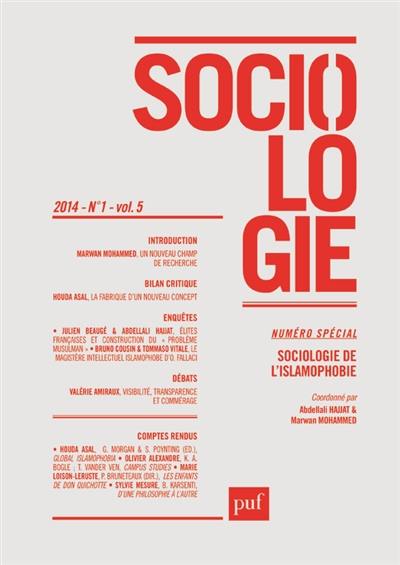 Sociologie, n° 1 (2014). Sociologie de l'islamophobie