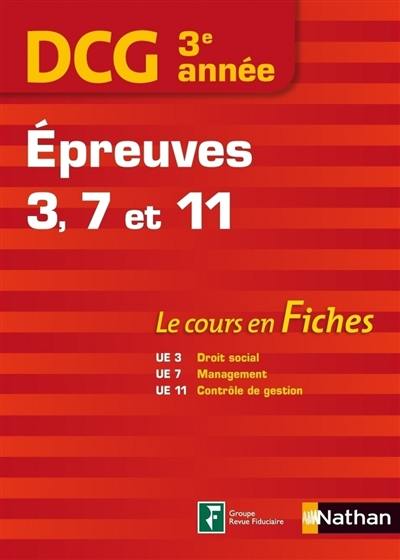 DCG 3e année, épreuves 3, 7 et 11