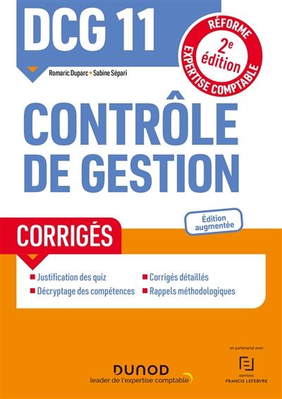 DCG 11, contrôle de gestion : corrigés : réforme expertise comptable