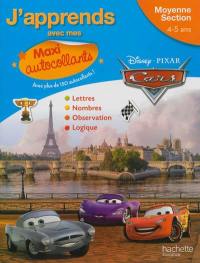 J'apprends avec mes maxi autocollants Cars, moyenne section, 4-5 ans