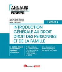 Introduction générale au droit, droit des personnes et de la famille : licence 1 : 2024-2025