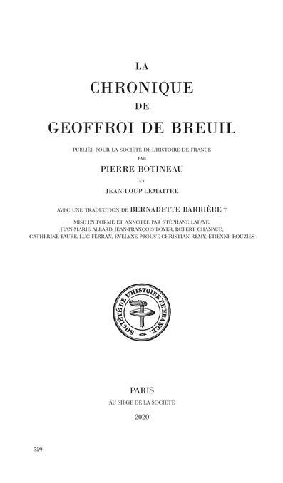 La chronique de Geoffroi de Breuil : prieur de Vigeois