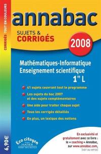 Mathématiques informatique 1re L. Enseignement scientifique 1re L