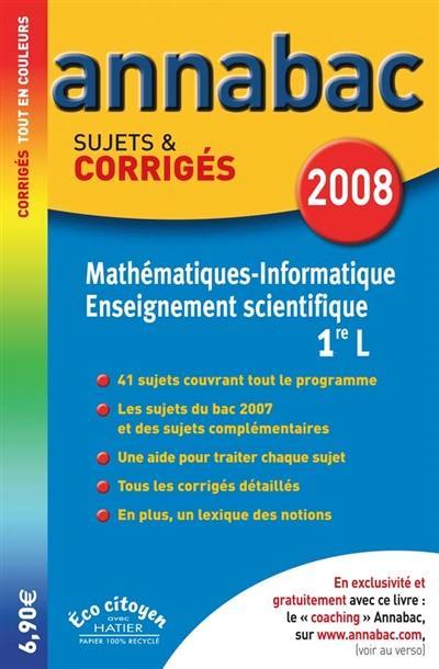 Mathématiques informatique 1re L. Enseignement scientifique 1re L