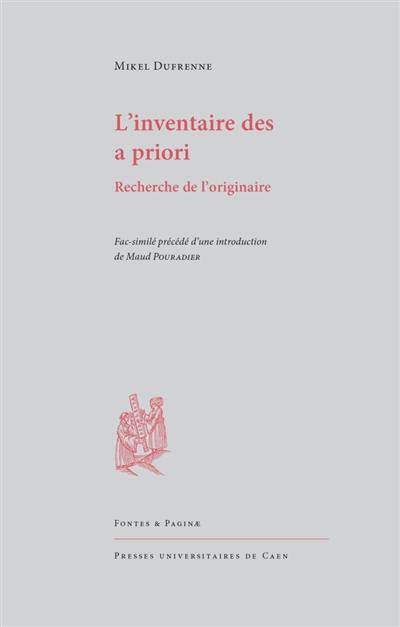 L'inventaire des a priori : recherche de l'originaire