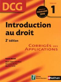 Introduction au droit, DCG épreuve 1 : corrigé des applications