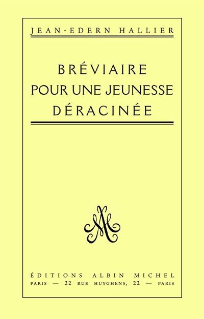 Bréviaire pour une jeunesse déracinée