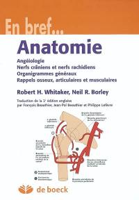 Anatomie : angéiologie, nerfs crâniens et nerfs rachidiens, organigrammes généraux, rappels osseux, articulaires et musculaires