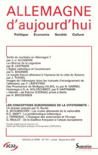 Allemagne d'aujourd'hui, n° 157. Les conceptions européennes de la citoyenneté