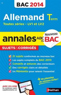 Allemand LV1 & LV2, terminale toutes séries : bac 2014