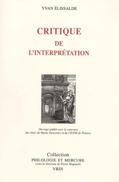 Critique de l'interprétation