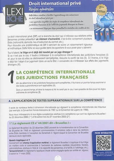 Droit international privé : règles générales