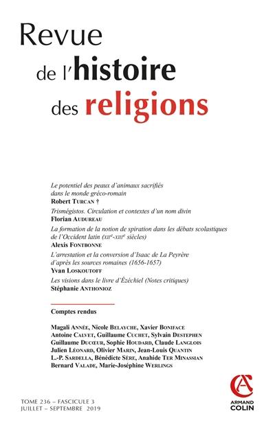 Revue de l'histoire des religions, n° 3 (2019)