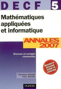 Mathématiques appliquées et informatique, DECF 5