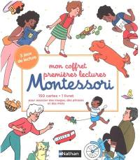 Mon coffret premières lectures Montessori : 3 jeux de lecture : 150 cartes, 1 livret pour associer des images, des phrases et des mots