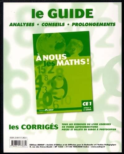 A nous les maths ! CE1, cycle 2, 3e année : classeur-guide : livre du maître