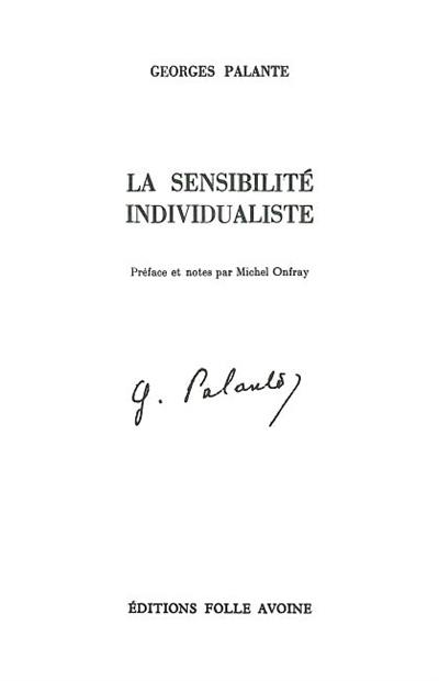 La Sensibilité individualiste