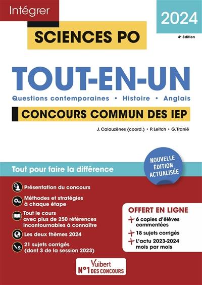 Tout-en-un, concours commun des IEP 2024 : questions contemporaines, histoire, anglais