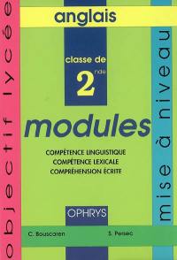 Modules d'anglais : 2e, mise à niveau