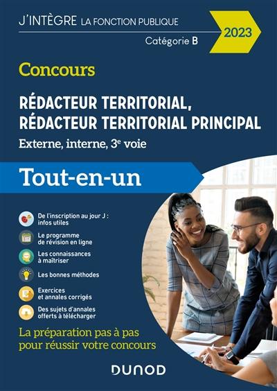 Concours rédacteur territorial, rédacteur territorial principal 2023 : externe, interne, 3e voie, catégorie B : tout-en-un