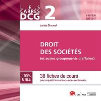 Droit des sociétés : et autres groupements d'affaires : 38 fiches de cours pour acquérir les connaissances nécessaires, 2016-2017