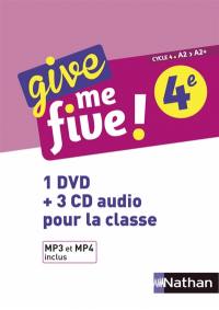 Give me five ! 4e, cycle 4, A2-A2+ : 1 DVD + 3 CD audio pour la classe