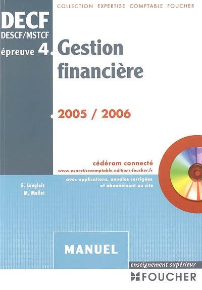 Gestion financière, DECF, DESCF-MSTCF, épreuve n° 4 : manuel