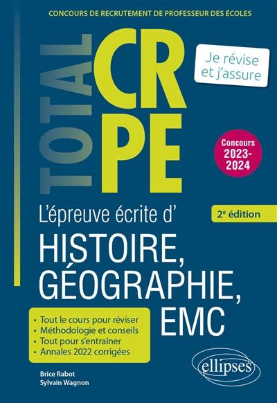 L'épreuve écrite d'histoire, géographie, EMC : concours de recrutement de professeur des écoles : concours 2023-2024