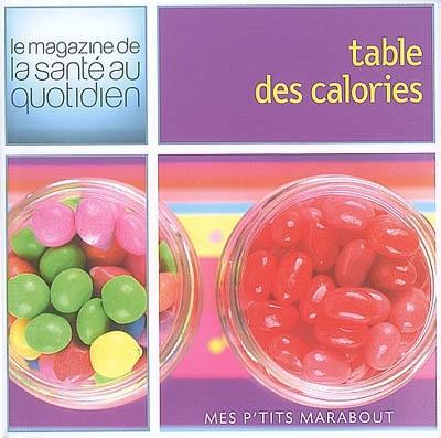 Table des calories