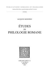 Etudes de philologie romane