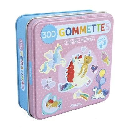 Boîte de gommettes métal : Les licornes