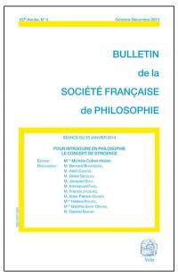 Bulletin de la Société française de philosophie, n° 4 (2013). Pour introduire en philosophie le concept de stridence