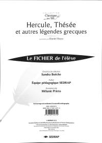 Hercule, Thésée et autres légendes grecques : racontées par Daniel Royo : le fichier de l'élève