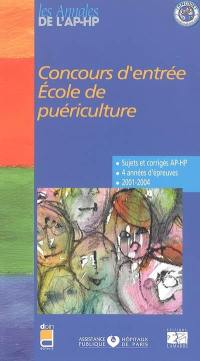 Concours d'entrée, école de puériculture : épreuves de sélection 2001-2004