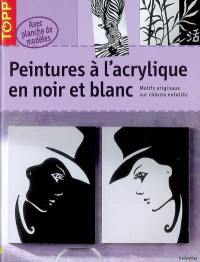 Peintures à l'acrylique en noir et blanc : motifs originaux sur châssis entoilés