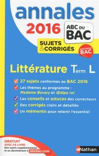 Littérature, terminale L : bac 2016