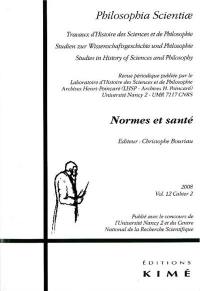 Philosophia scientiae, n° 12-2. Normes et santé