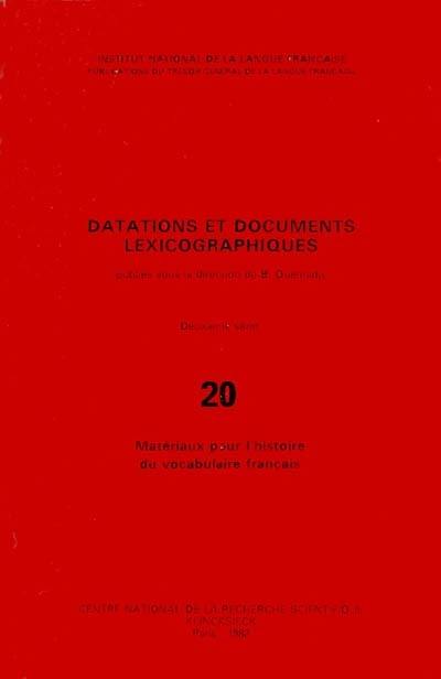 Matériaux pour l'histoire du vocabulaire français