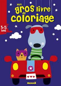 Mon gros livre de coloriage : chien-chat dans une voiture