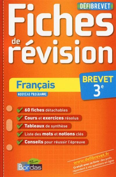 Français, 3e brevet : fiches de révision