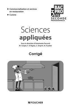 Sciences appliquées, seconde professionnelle bac pro 3 ans : corrigé