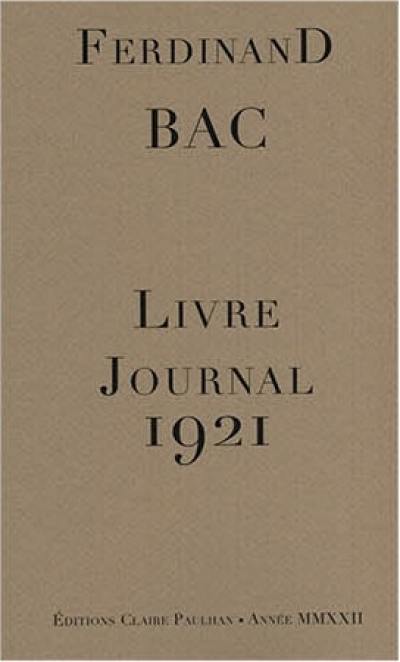 Livre-journal : 1921