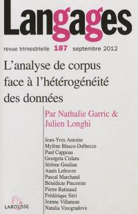 Langages, n° 187. L'analyse de corpus face à l'hétérogénéité des données