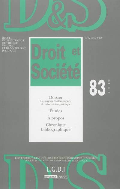 Droit et société, n° 83. Les enjeux contemporains de la formation juridique