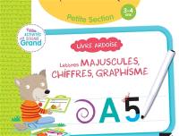 Lettres majuscules, chiffres, graphisme, maternelle, petite section, 3-4 ans : livre ardoise