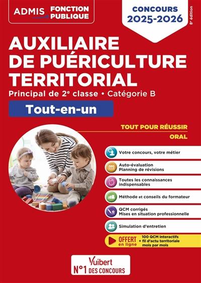 Auxiliaire de puériculture territorial : principal de 2e classe, catégorie B : tout-en-un, concours 2025-2026